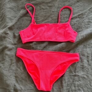 Aerie Hot Pink Women's Bikini Set - Bralette Top & Classic Bottom